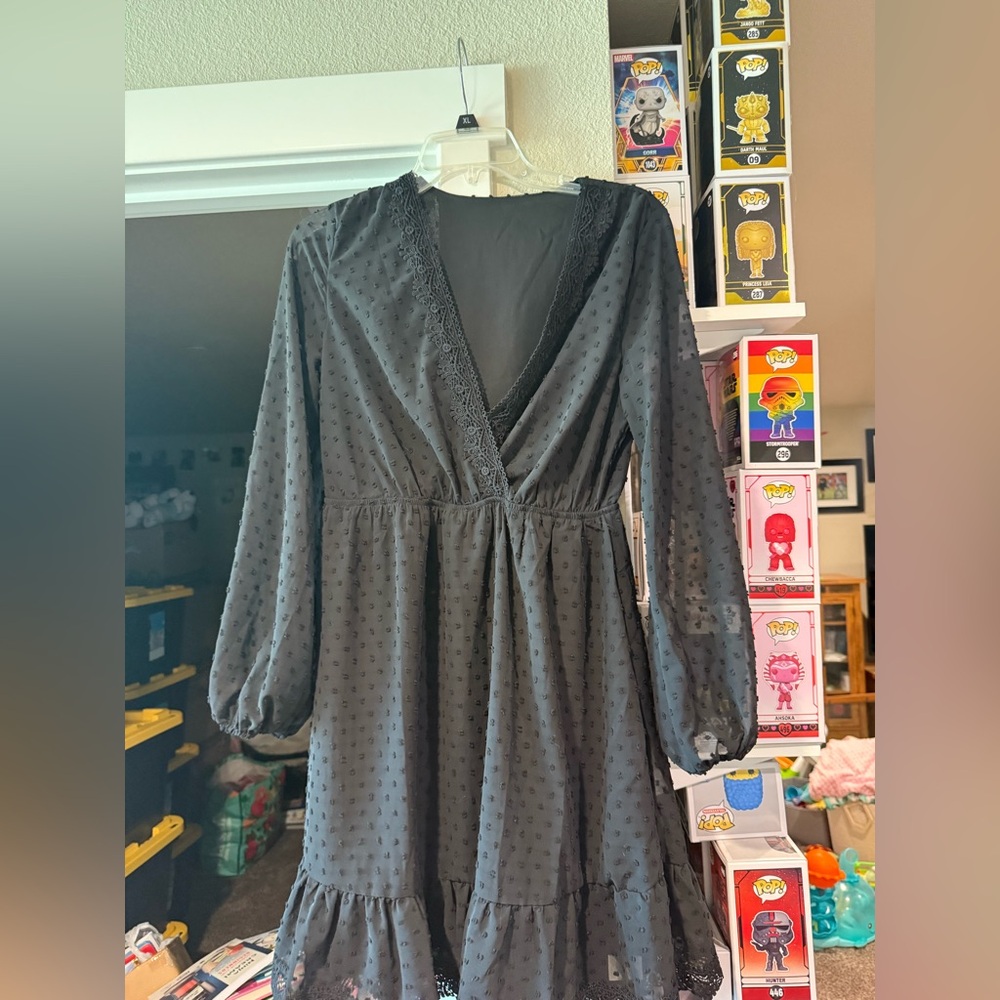 🥔Elegant Black Women's Dress with dots